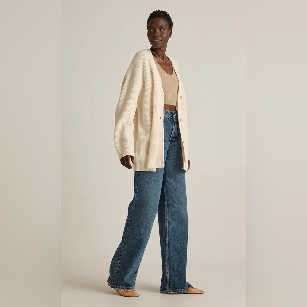 Quince Cream Ribbed Button-Up Cardigan - Picture 5 of 16